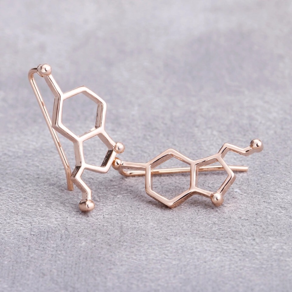 Serotonin Molecule Ear Climbers